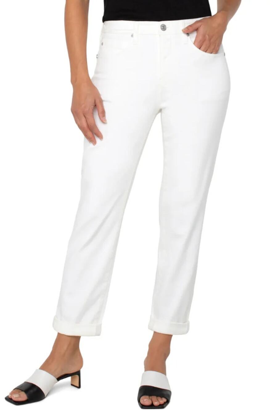 LIVERPOOL Women's Keeper Boyfriend Jeans US 6 SIZE 28 Bright White Cuff NWT